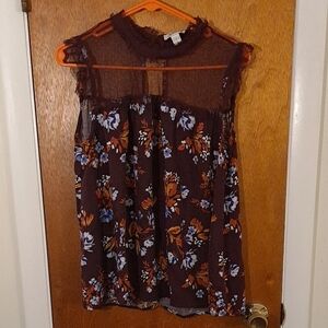 Floral and Burgundy Top
